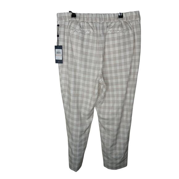 New Tommy Hilfiger Women’s Plaid Ankle Pants Size 12 Beige Check Stretch - Picture 3 of 14